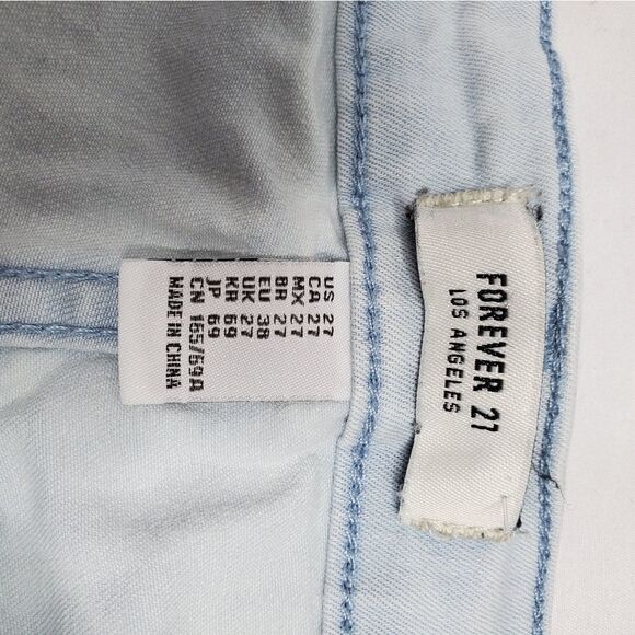 TWO pairs of denim blue jean cuffed stretch shorts 27 - Picture 6 of 12